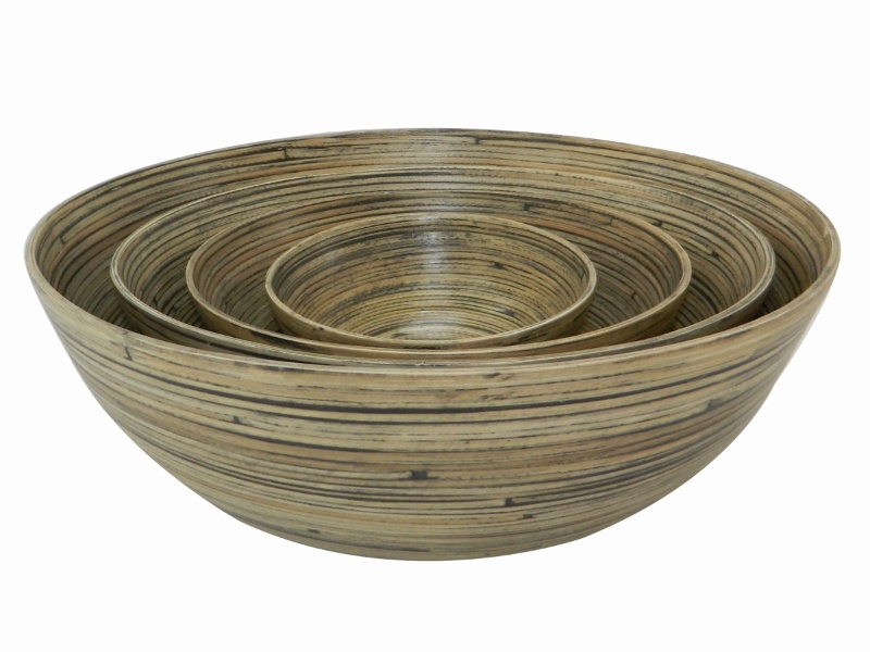 Superior Curated Bamboo Nesting Bowls - Antique Black Finish Kitchenware Set